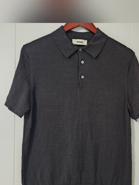 Buck Mason Polo Shirt Mens Medium Gray Cotton Short Sleeve Casual Classic